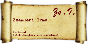 Zsemberi Irma névjegykártya